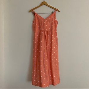 Linen pink/peach polka dot dress